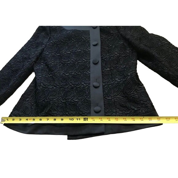 Vtg Gene Roye Womens Lace Evening Formal Jacket Blazer Buttons Black US 8 S Med - Picture 12 of 14